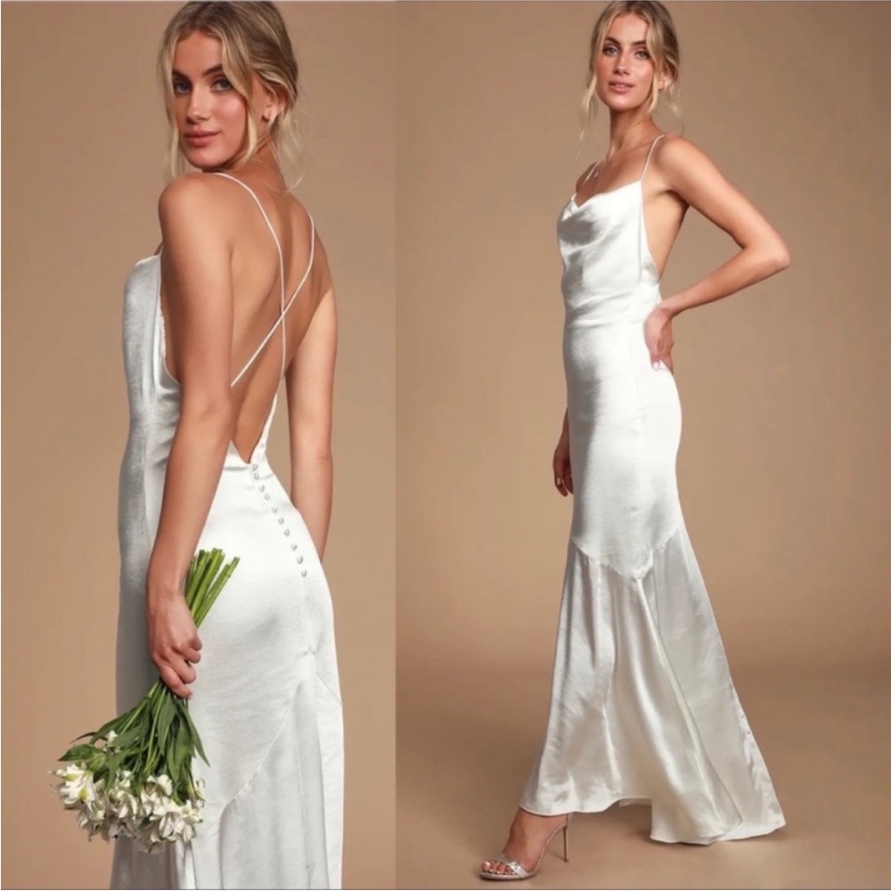 ELLIATT Aisle Satin Drape Neck Cross Back Dress